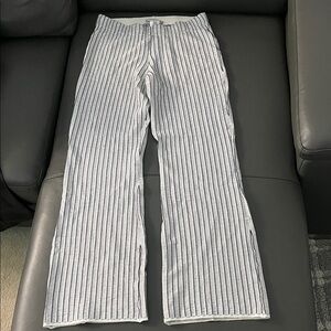 Stefanel White Pants with Navy Stripe